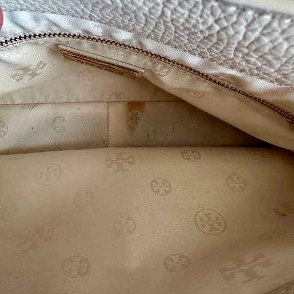 Tory Burch Light Cream Pebbled Leather Satchel - Picture 3 of 10